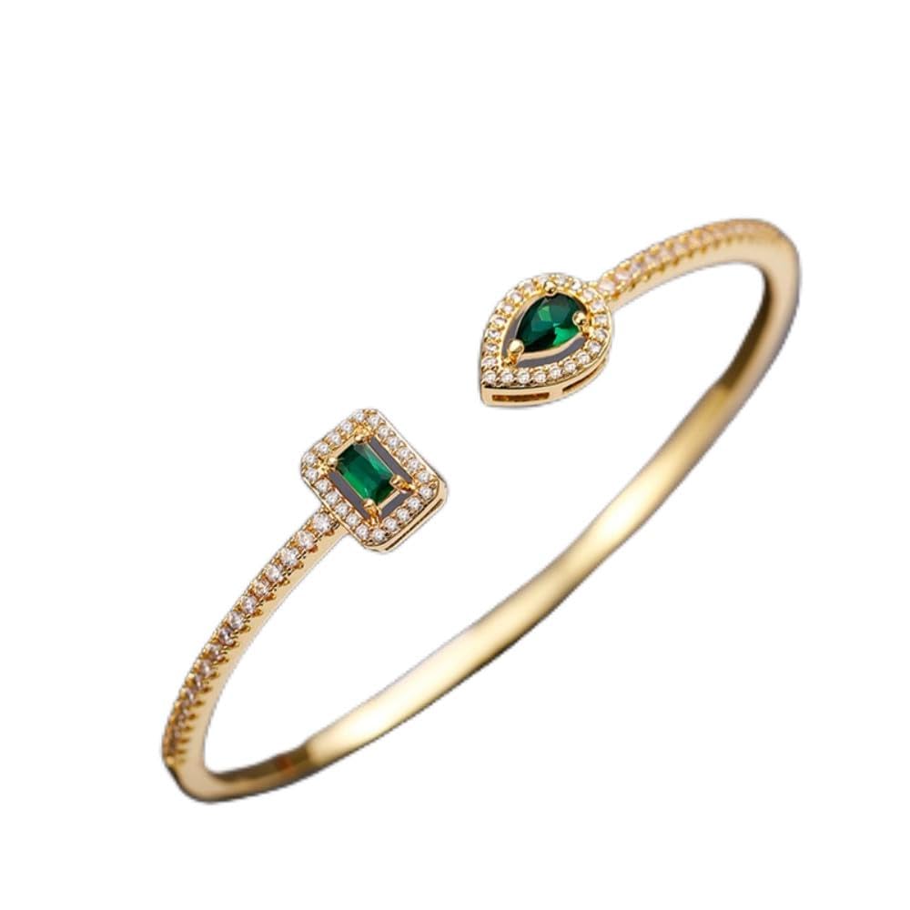 Pulseira feminina moderna de zircônia cúbica brilhante joia de mão, Adjustable, Latão, Zircônia cúbica