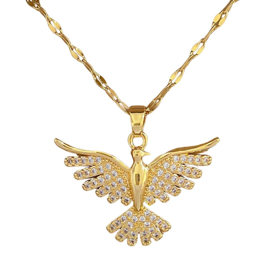 Colar Feminino "Exuberant Majesty" em Aço Inoxidável com Zircônias – Semijoia de Luxo – Inspiração Mitológica e Elegância Atemporal – Unissex – Acompanha Bolsa de Veludo