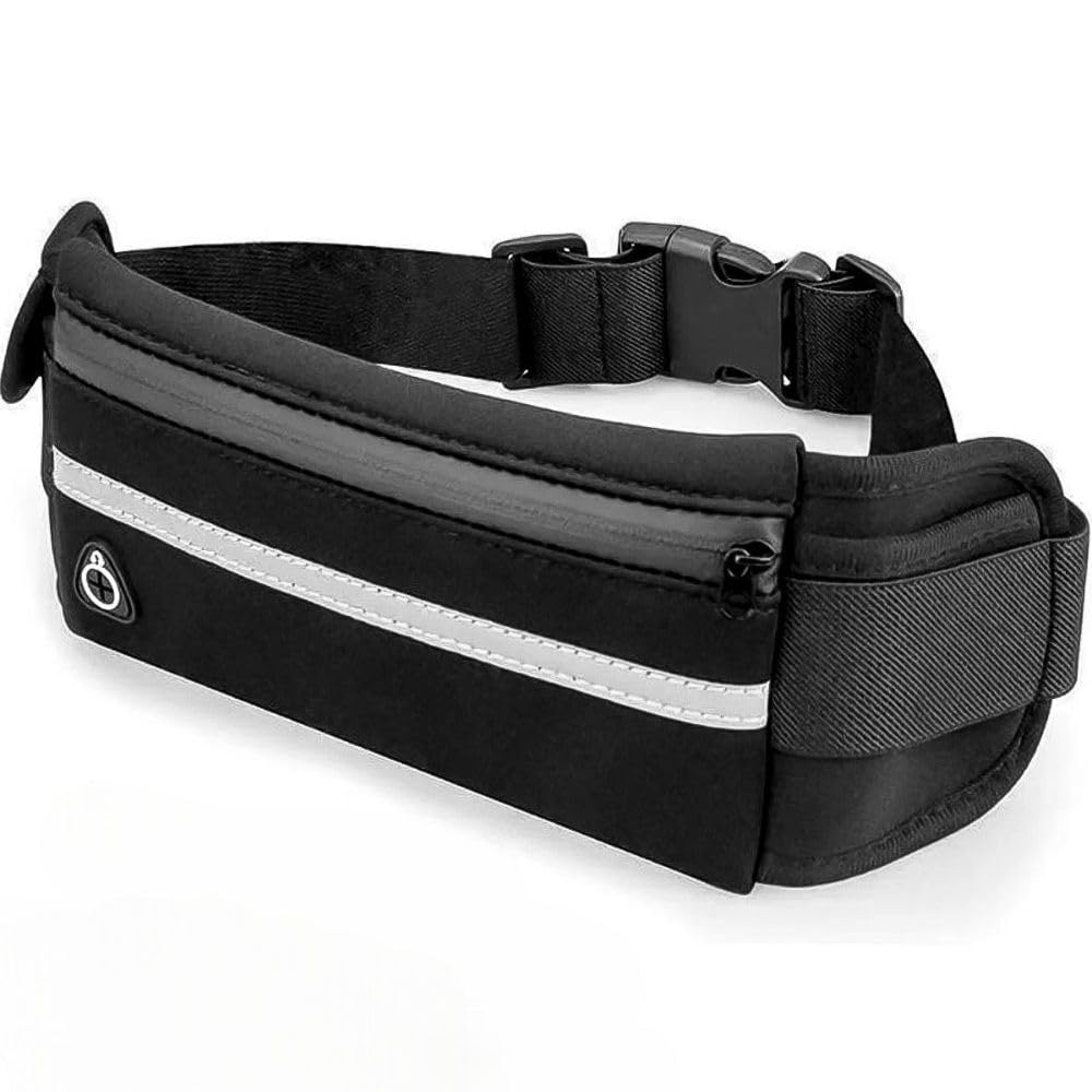 Pochete Esportiva Slim Fitness Cintura Antifurto para Caminhada Corrida Academia Bike Porta Celular Cinta Lazer Documento Doleira Feminina Masculina Impermeável Premium (Preto)