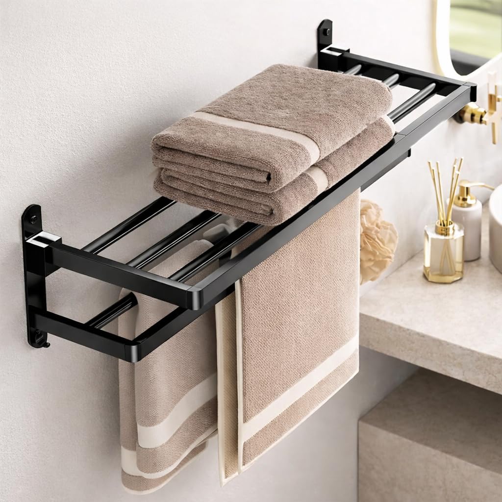 Toalheiro, Porta-Toalhas, Suporte Reforçado Dobrável 90° – Design Moderno e Versátil para Banheiro e Qualquer Ambiente da Casa