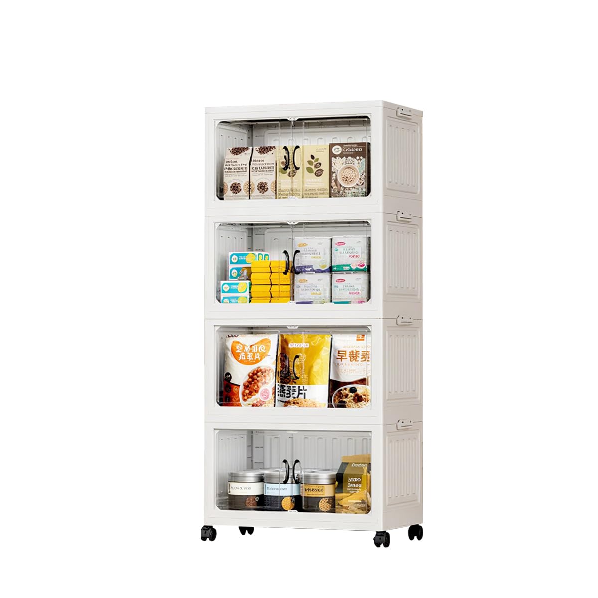 Armário Organizador Dobrável com Rodas 360°, 4 Camadas, 60x35x134.5cm, Caixa de Armazenamento Multiuso para Casa, Quarto, Cozinha