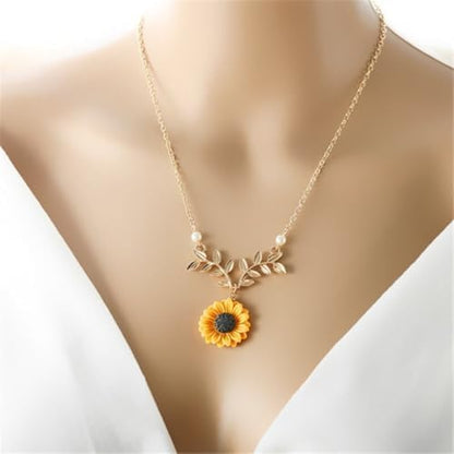 Colar Feminino "Sunshine" Girassol em Cobre Banhado a Ouro 51cm Ajustável – Significado, Estilo e Elegância - Acompanha Bolsa de Veludo