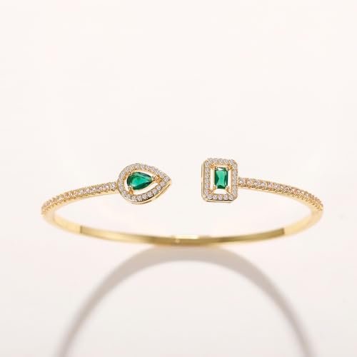 Pulseira feminina moderna de zircônia cúbica brilhante joia de mão, Adjustable, Latão, Zircônia cúbica