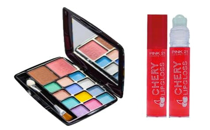 Kit de Maquiagem para Meninas, Jovens, Adultos. Necessarie Feminina, Paleta de Sombras, Pincel de Maquiagem, Esponja, Gloss Labial e mais itens, Maquiagem Infantil, Juvenil, Presente Adolescente, Presente Todas as Idades CN3