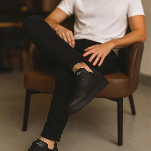 Tênis Masculino Sandrini Casual Sapatênis Confortável Dia a Dia Urbano (Preto, BR, Adulto, Numérico, 40)