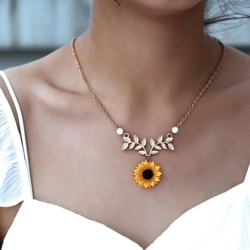 Colar Feminino "Sunshine" Girassol em Cobre Banhado a Ouro 51cm Ajustável – Significado, Estilo e Elegância - Acompanha Bolsa de Veludo