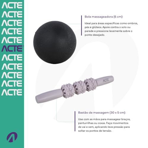 Acte Sports, Kit de Liberação Miofascial Superfície Texturizada Automassagem Relaxamento Muscular, T410