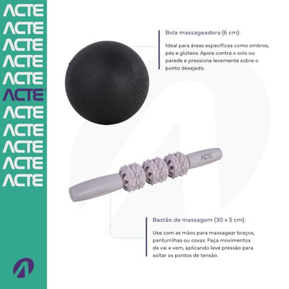 Acte Sports, Kit de Liberação Miofascial Superfície Texturizada Automassagem Relaxamento Muscular, T410