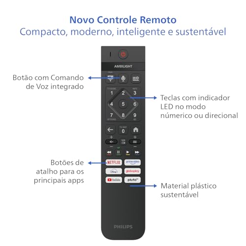 PHILIPS, Smart TV Ambilight 55" 4K, 55PUG8100/78, Comando de Voz, HDR10+/Dolby Atmos, VRR/ALLM, Bluetooth