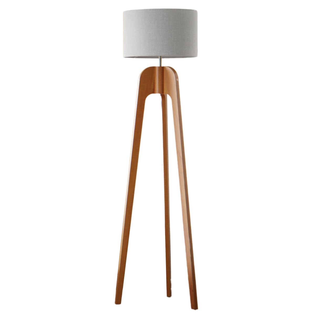UNIDECOR CASA Luminária Abajur de Chão Tripé Tradicional Madeira Maciça Cúpula de Tecido Linho