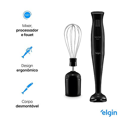 Mixer Vertical Turbo Chef Elgin 3 em 1 200W Preto 110v