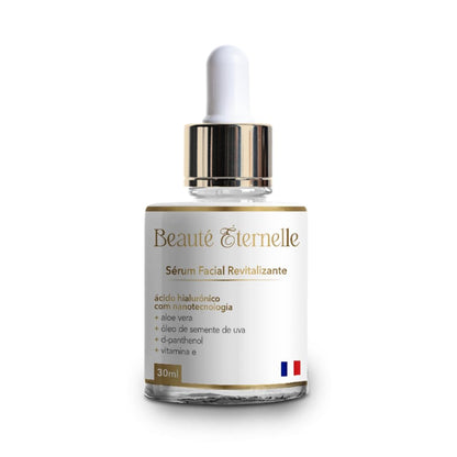 Sérum Facial Hidratante e Revitalizante Rejuvenescedor Beauté Éternelle 30 ml com Ácido Hialurônico (Aloe Vera, Óleo de Semente de Uva, D-panthenol, Vitamina E)