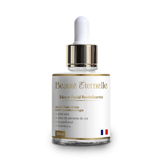 Sérum Facial Hidratante e Revitalizante Rejuvenescedor Beauté Éternelle 30 ml com Ácido Hialurônico (Aloe Vera, Óleo de Semente de Uva, D-panthenol, Vitamina E)