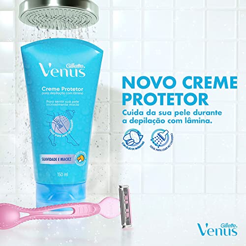Gillette Venus Creme Protetor para Depilação com Óleo de Amêndoas, Depilação Corporal, 150mL