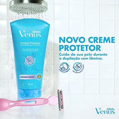 Gillette Venus Creme Protetor para Depilação com Óleo de Amêndoas, Depilação Corporal, 150mL