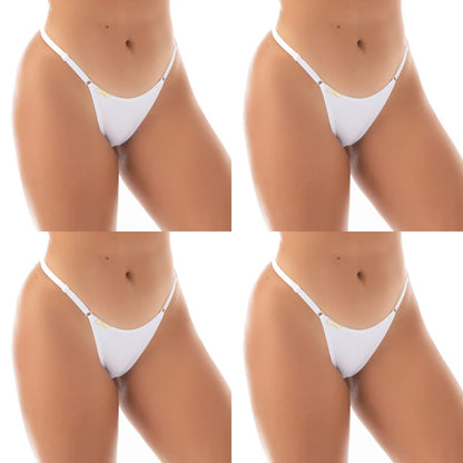 Kit 4 Calcinhas Tangas Fio Dental com Regulagem | Tanga Sol cor:branco;tamanho:P