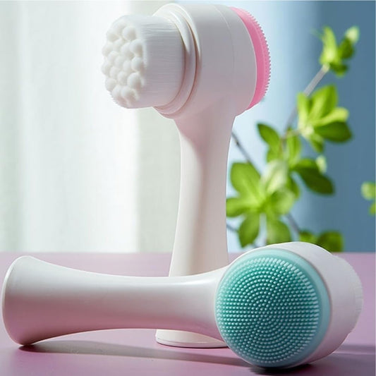 Genérico Escova Facial 2 em 1 com Esponja de Massagem para Skin Care Cuidado Facial Completo (Branco com Rosa)