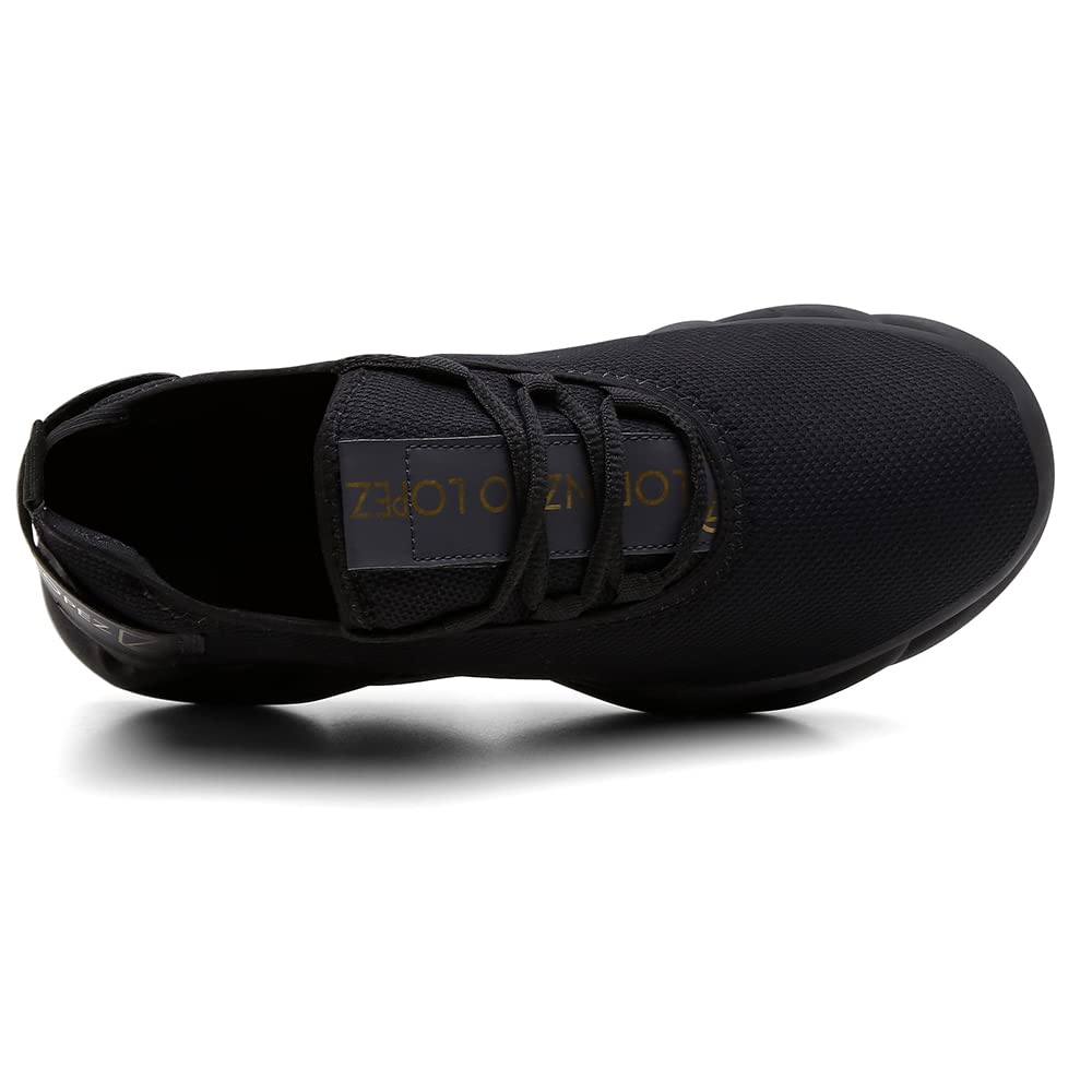 Tênis Masculino Lorenzzo Lopez Racer – Leve, Confortável, Antiderrapante, Ideal para Academia, Corrida e Caminhada (Preto, BR, Adulto, Numérico, 41)