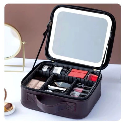 Kit Maleta Maquiagem completo Profissional Com Espelho e Luz Led e paleta de maquiagem Armazenamento (Cor aleatória)