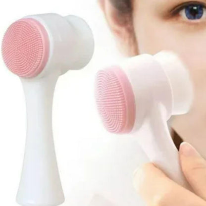 Genérico Escova Facial 2 em 1 com Esponja de Massagem para Skin Care Cuidado Facial Completo (Branco com Rosa)