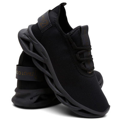 Tênis Masculino Lorenzzo Lopez Racer – Leve, Confortável, Antiderrapante, Ideal para Academia, Corrida e Caminhada (Preto, BR, Adulto, Numérico, 41)