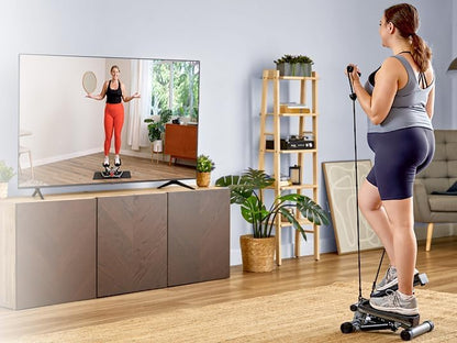 Sunny Health & Fitness Mini Stepper para Exercícios em Casa, Máquina de Treino de Degraus com Faixas de Resistência, Equipamento Cardiovascular de Corpo Inteiro com Monitor LCD