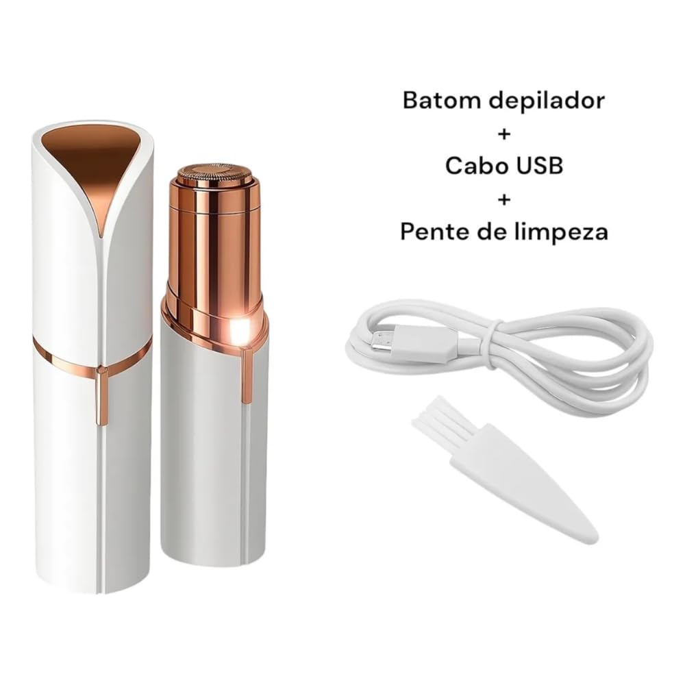 Depilador Facial Feminino Portátil Zero Incômodo com Luz LED Recarregável USB Removedor Pelos Batom Para Buço Sobrancelhas e Rosto com Precisão e Suavidade Sem Dor