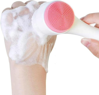 Genérico Escova Facial 2 em 1 com Esponja de Massagem para Skin Care Cuidado Facial Completo (Branco com Rosa)