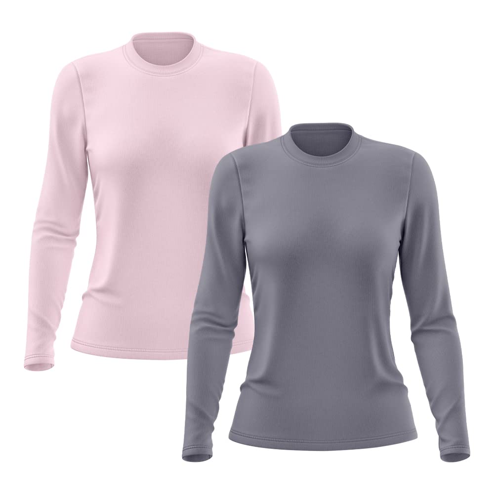 Kit 2 Camisetas Feminina Manga Longa Proteção Solar UV 50 (G, Rosa, Cinza)