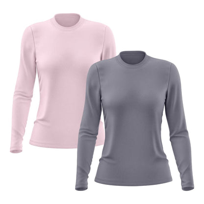 Kit 2 Camisetas Feminina Manga Longa Proteção Solar UV 50 (G, Rosa, Cinza)