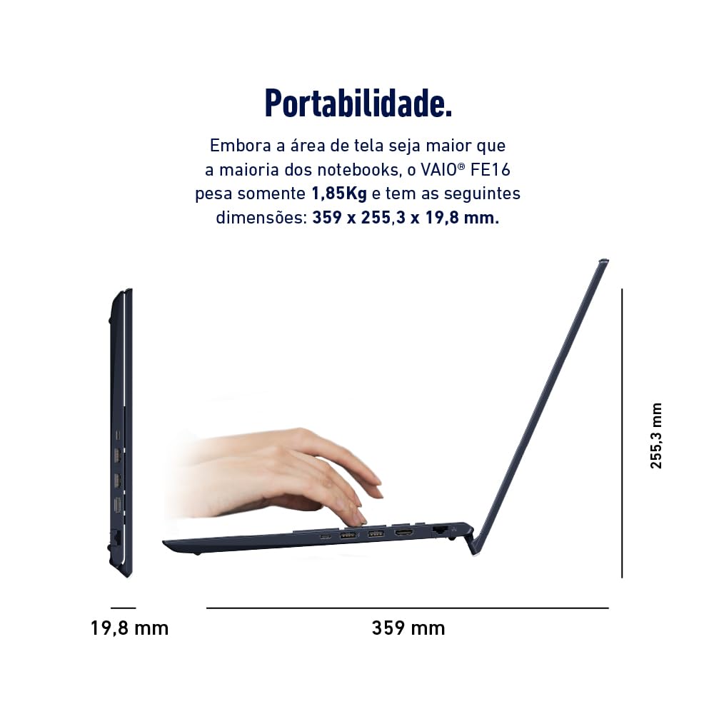 Notebook VAIO FE16 AMD® Ryzen 7-5825U Linux 32GB RAM 512GB SSD 16" IPS WUXGA Antirreflexo - Cinza Grafite