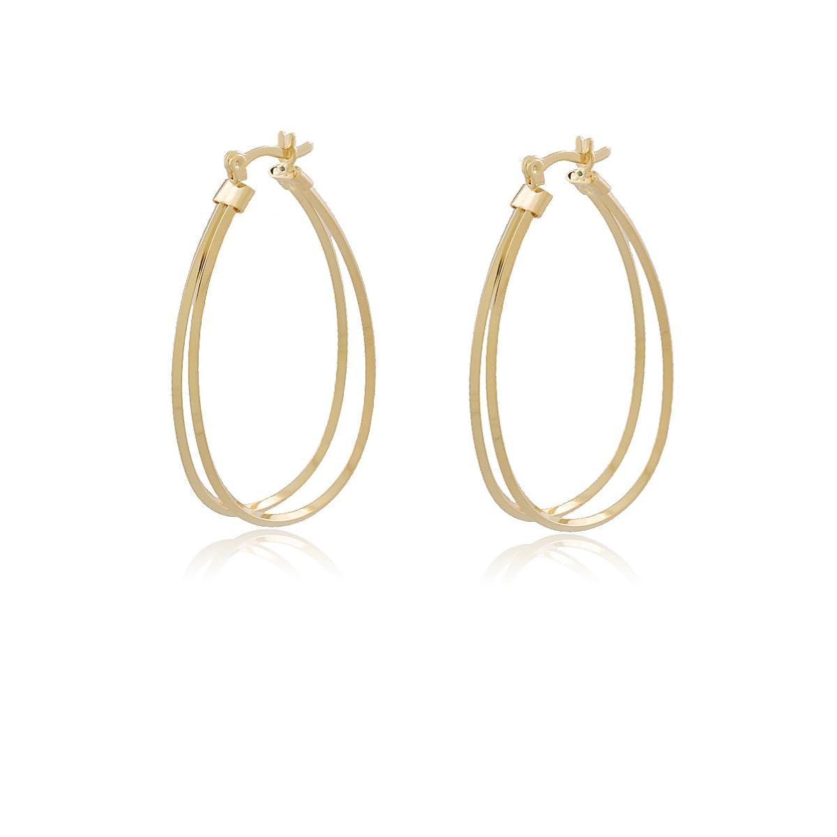 Brinco Argola Dupla Grande Banhado a Ouro 18k - Semi Joia Elegante e Moderna - Ideal para Dia a Dia ou Ocasiões Especiais