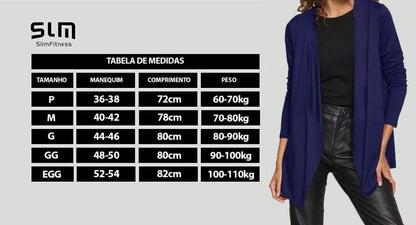 Cardigan Feminino Estilo Slim Confortável Fashion Para Mulheres – Slim Fitness – Preto EGG