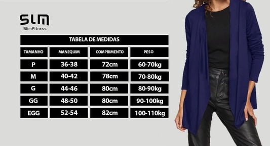 Cardigan Feminino Estilo Slim Confortável Fashion Para Mulheres – Slim Fitness – Preto EGG