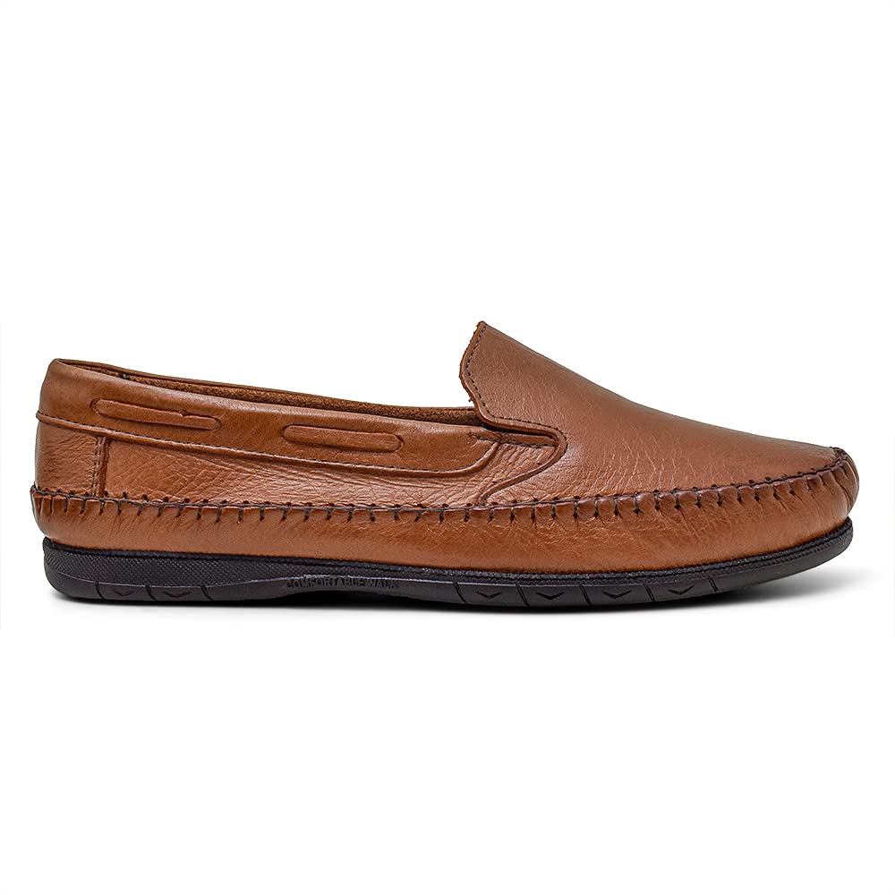 Sapatilha Masculino Mocassim Couro Legitimo Cor:Marrom Claro;Tamanho:41;Genero:Masculino