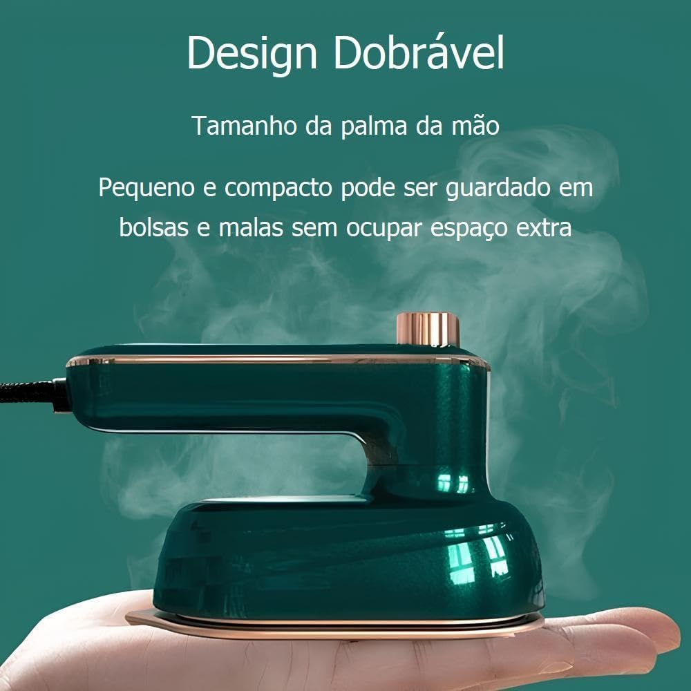 Mini Ferro de Passar Roupa a Vapor SmartPress Portátil e Compacto, Bivolt, Com Borrifador, Leve, Ideal para Viagens, Mala e Mochila – Vapor Seco e Úmido