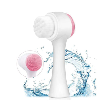 Genérico Escova Facial 2 em 1 com Esponja de Massagem para Skin Care Cuidado Facial Completo (Branco com Rosa)