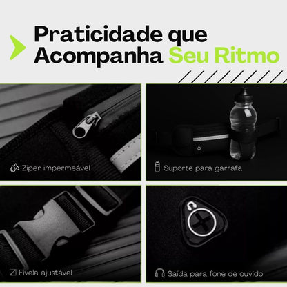 Pochete Esportiva Slim Fitness Cintura Antifurto para Caminhada Corrida Academia Bike Porta Celular Cinta Lazer Documento Doleira Feminina Masculina Impermeável Premium (Preto)