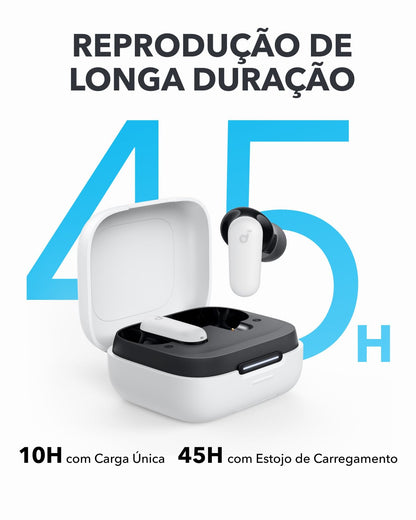 soundcore P30i da Anker, Fone de Ouvido Bluetooth 5.4 com Cancelamento de Ruído Adaptativo, Graves Poderosos, 45H de Reprodução, Estojo 2-em-1 com Suporte para Celular, IP54, Fone sem fio TWS, Branco