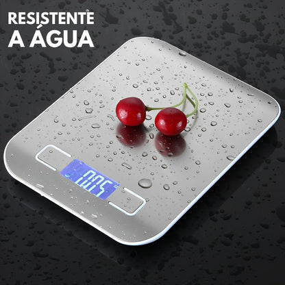 Balança de Cozinha Digital para Alimentos em Inox Resistente a Água Com Base Antiderrapante e Visor de Alta Definição Pesagem de 1g até 10kg
