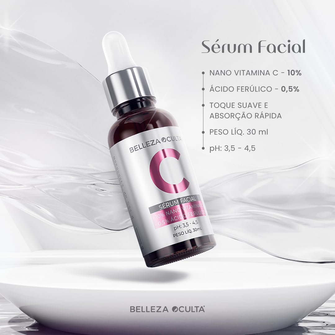 Serum Facial 30Ml Nano Vitamina C 10% + Ácido Ferúlico 0,5% - Belleza Oculta