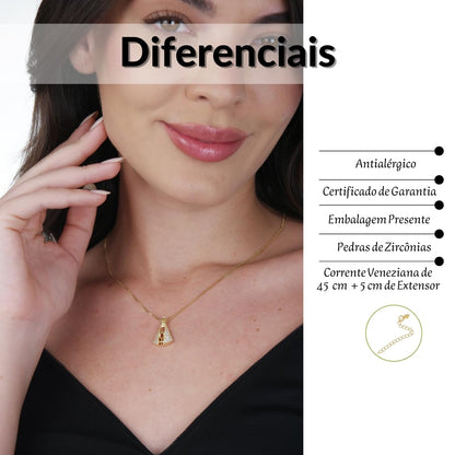 Colar Nossa Senhora Aparecida Banhado Ouro 18k