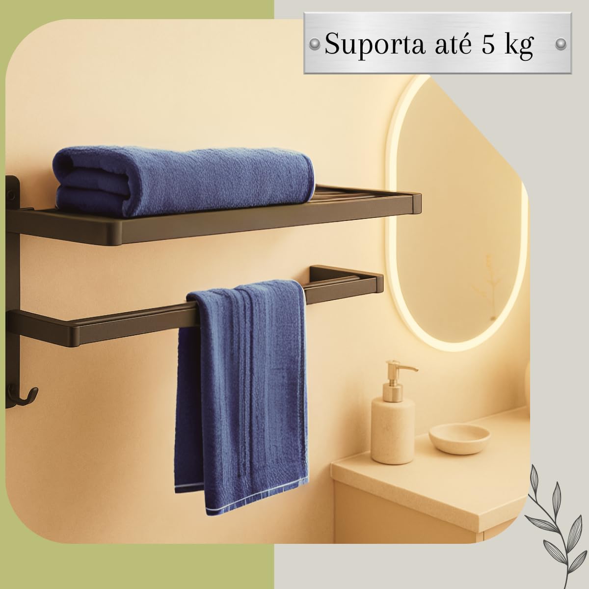 Toalheiro, Porta-Toalhas, Suporte Reforçado Dobrável 90° – Design Moderno e Versátil para Banheiro e Qualquer Ambiente da Casa