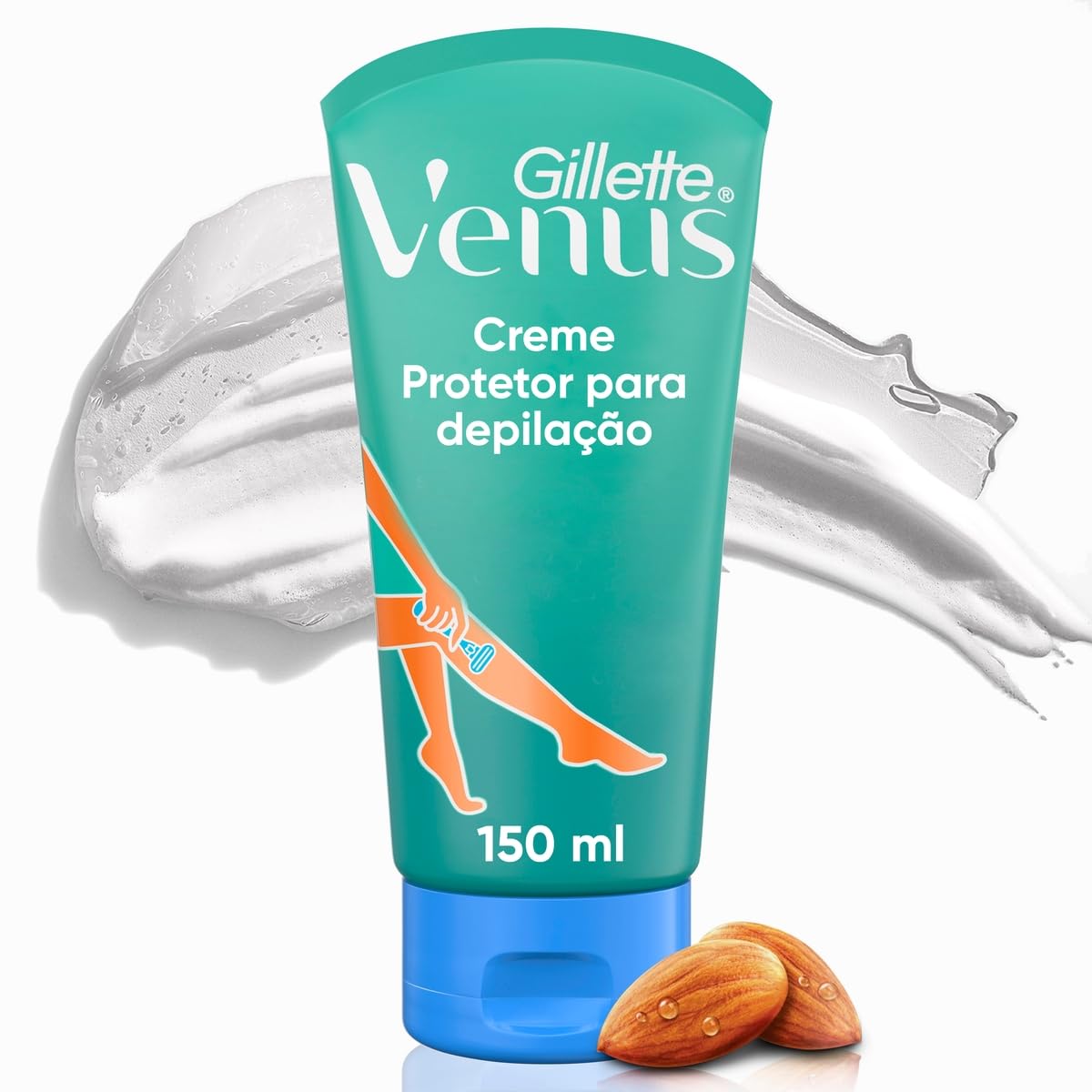 Gillette Venus Creme Protetor para Depilação com Óleo de Amêndoas, Depilação Corporal, 150mL