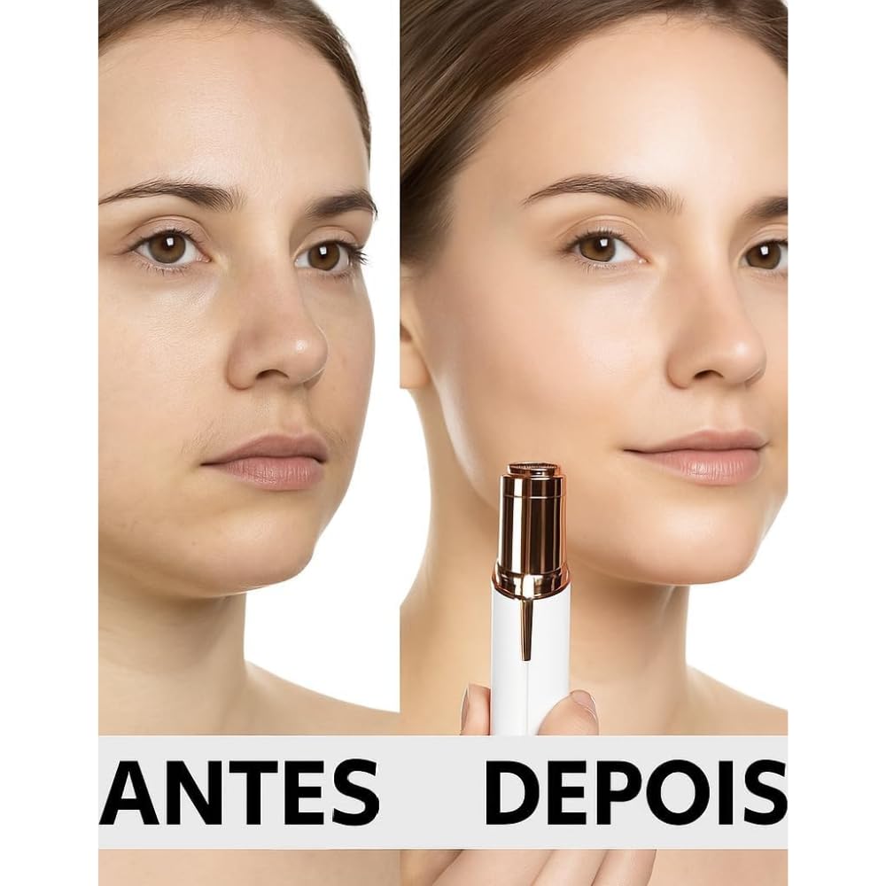 Depilador Facial Feminino Portátil Zero Incômodo com Luz LED Recarregável USB Removedor Pelos Batom Para Buço Sobrancelhas e Rosto com Precisão e Suavidade Sem Dor