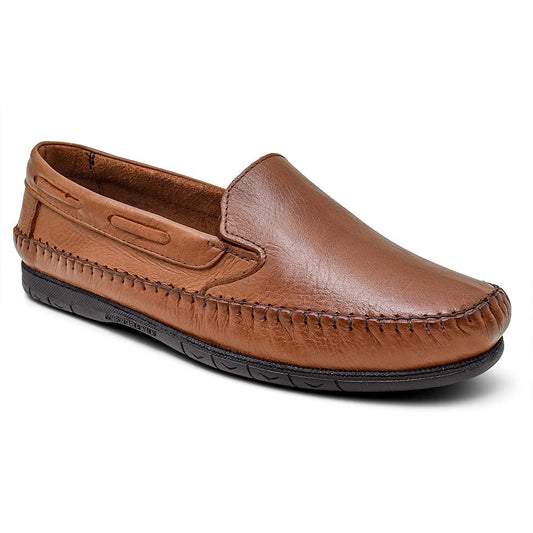 Sapatilha Masculino Mocassim Couro Legitimo Cor:Marrom Claro;Tamanho:41;Genero:Masculino
