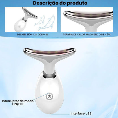 Massageador Facial 3 Modos Pescoço Tratamento Terapia Recarregável