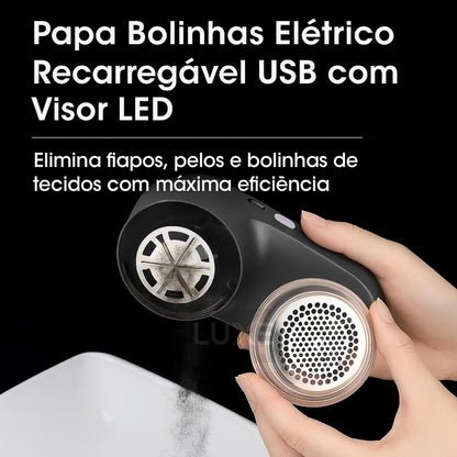 Papa Bolinhas de Roupa Elétrico Recarregável USB com Visor LED, Aparelho Removedor de Pelos e Fiapos Bolinhas de Roupas, Tecidos, Potente e Portátil