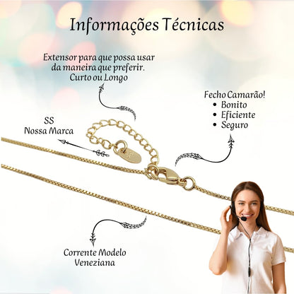 Colar Nossa Senhora Aparecida Banhado Ouro 18k