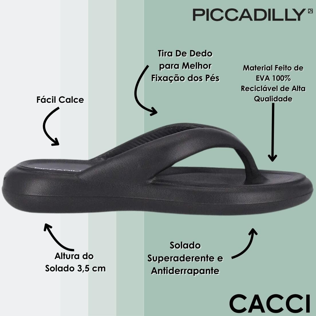 Chinelo Piccadilly Marshmallow Eva Feminino C248001-37 - Preto